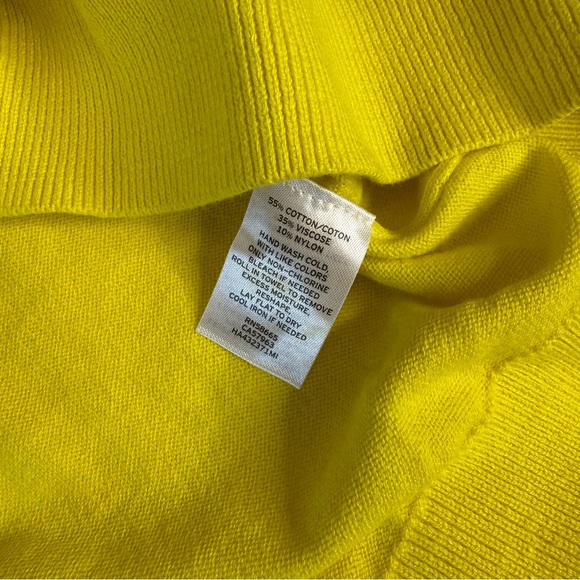 Halogen Yellow Meadow Mock Neck Puff Sleeve Short Sleeve Sweater M NWT - Picture 4 of 9